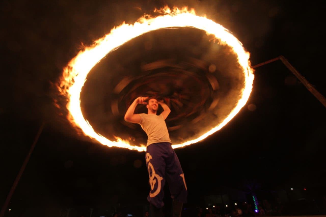 Tanoura dancer spinning in colour
